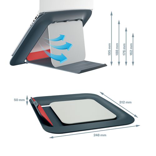 Leitz Cosy Ergo Laptop Riser Velvet Grey 64260089  | County Office Supplies