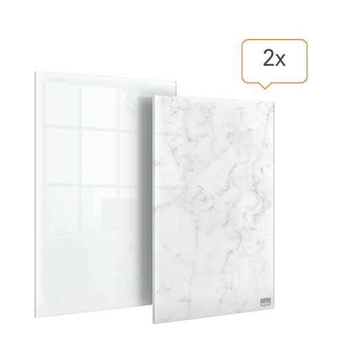 Nobo Glass Mini Whiteboard Notepads 230x152mm White (Pack 2) 1915601 55780AC