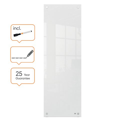 Nobo Small Glass Whiteboard Panel 300x900mm White 1915604