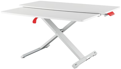 Leitz Standing Desk Converter With Sliding Tray; Height Adjustable Stand For Computer Screens; Monitors & Laptops; 800mm x 350mm; Ergo Cosy Range