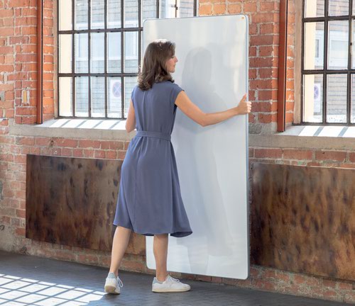 Nobo Portable Magnetic Steel Whiteboard 1800 x 900mm Orange Trim Double-Sided Lightweight Move and Meet Collaboration System White 1915565 17042AC Buy online at Office 5Star or contact us Tel 01594 810081 for assistance