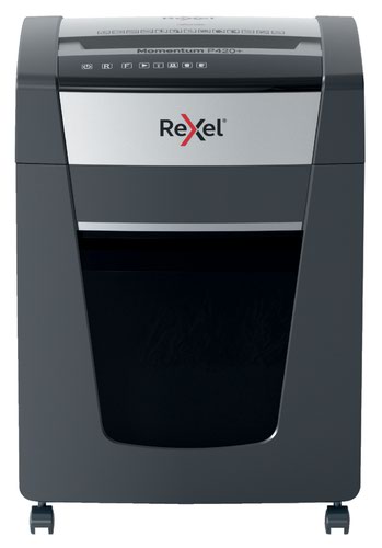 Rexel P420+ Cross Cut Paper Shredder; Shreds 20 Sheets At Once; P4 Security Level; Jam-Free Technology; Office Use; 30 Litre Pull-Out Bin; Black
