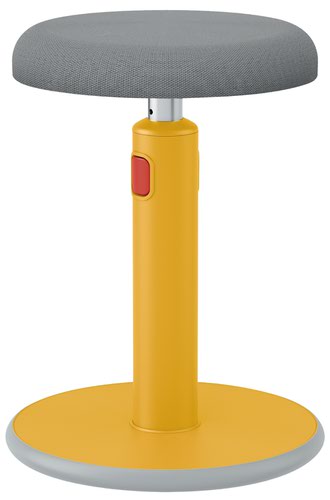 Leitz Active Sit Stand Stool; Height Adjustable Round Swivel Computer Workstation Desk Seat; Ergo Cosy Range; Warm Yellow