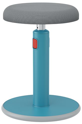 Leitz Active Sit Stand Stool; Height Adjustable Round Swivel Computer Workstation Desk Seat; Ergo Cosy Range; Calm Blue