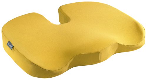 Leitz Seat Cushion; Padded Support For Home Or Office Chair; Relieves Neck & Back Pain; Fabric Cover With Foam Material; Ergo Cosy Range; Warm Yellow