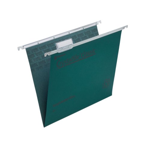 Rexel Crystalfile Classic A4 Suspension File Manilla 15mm V Base Green (Pack 50) 78045