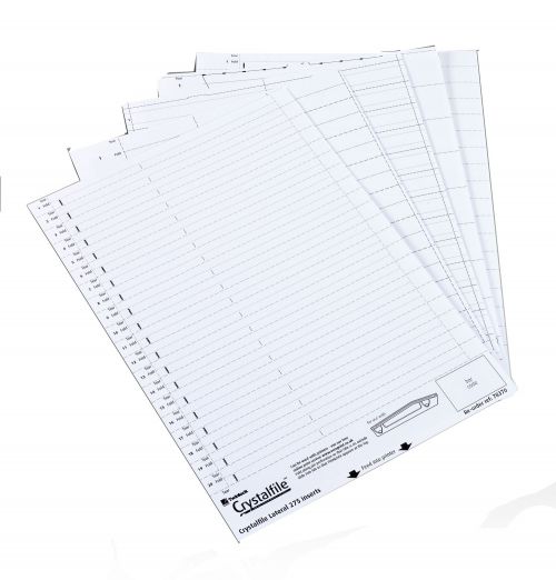 Rexel Crystalfile Printable Filing Inserts White (Pack of 50) 78050