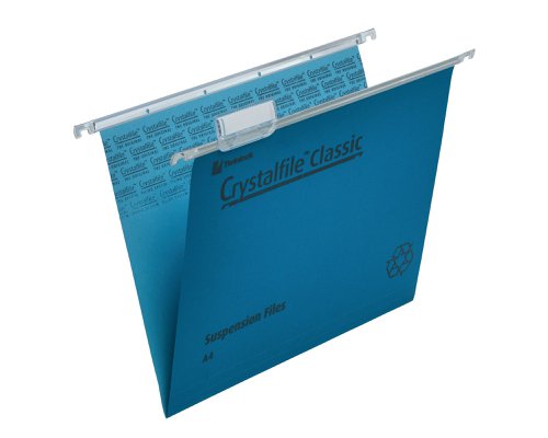 Rexel Crystalfile Classic A4 Suspension File Manilla 15mm V Base Blue (Pack 50) 78160