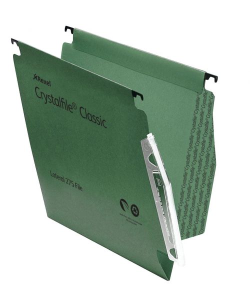 Rexel CrystalFile Classic 15mm Lateral File Green (Pack of 50) 78652