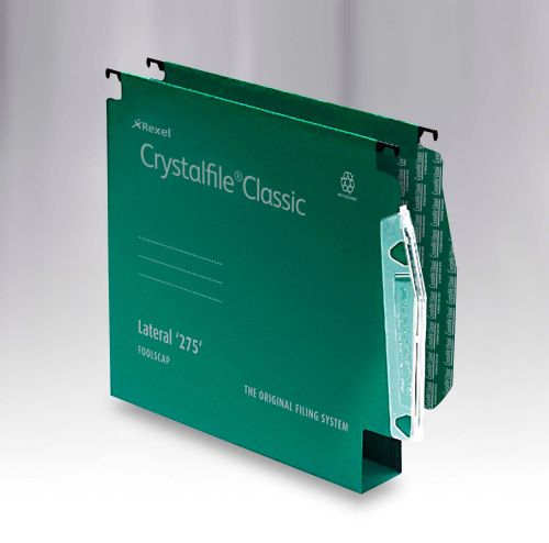 Rexel Crystalfile Classic Linking Lateral File Manilla 30mm Wide-base Green 230gsm A4 Ref 78654 [Pack 50]