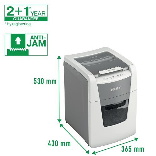 Leitz IQ Autofeed Small Office 100 Automatic CrossCut Paper Shredder P4 White 80111000