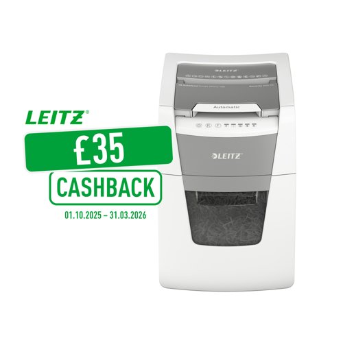 Leitz IQ AutoFeed Small Office 100 Cross Cut Shredder 34 Litre 100 Sheet Automatic/8 Sheet White 80111000