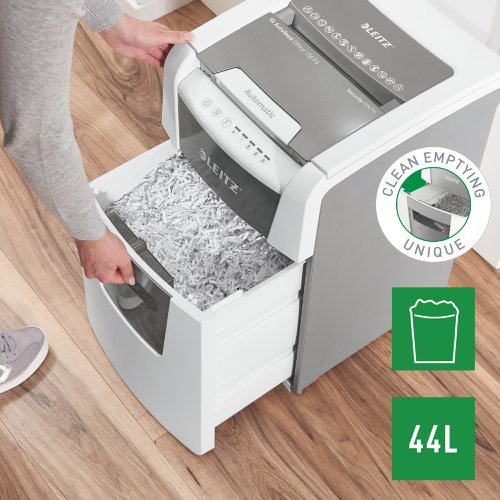 Leitz IQ Autofeed Office 150 Automatic CrossCut Paper Shredder P4 White 80131000