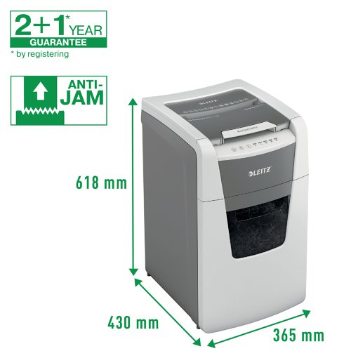 Leitz IQ AutoFeed Office 150 Micro Cut Shredder 44 Litre 150 Sheet Automatic/6 Sheet Manual White 80141000 ACCO Brands