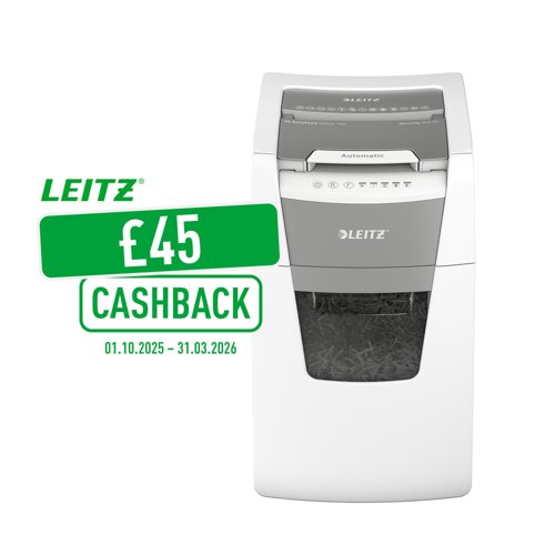 Leitz IQ AutoFeed Office 150 Micro Cut Shredder 44 Litre 150 Sheet Automatic/6 Sheet Manual White 80141000