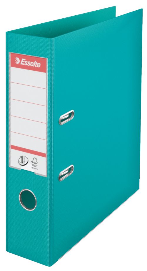 Esselte No.1 Lever Arch File Polypropylene A4 75mm Spine Width Turquoise (Pack 10) 811550