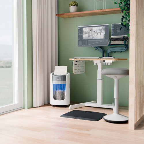 Leitz IQ OptiMax Home Office 225 Micro Cut Paper Shredder Security P5 15L - White 83581000 Buy online at Office 5Star or contact us Tel 01594 810081 for assistance