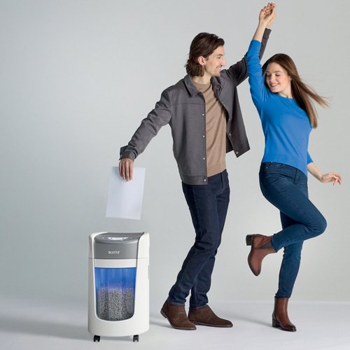 Leitz IQ OptiMax Home Office 225 Micro Cut Paper Shredder Security P5 15L - White 83581000 Buy online at Office 5Star or contact us Tel 01594 810081 for assistance