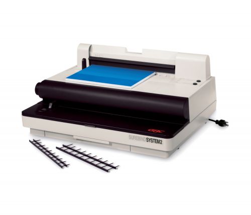 The SureBind System 2 is a moderate volume, strip binding machine. This electric punch and bind system combines power with space efficiency. The System 2 is capable of binding secure A4 or A5 documents up to 500 pages making it ideal for medium offices with moderate volume requirements. Binding is so easy with the System 2 - Punch your document more efficiently with the electric one touch push button. Once the SureBind spine is pushed through the page holes the document is automatically welded securely in place, the ready light indicates when the document is complete. Page changing is only possible if the weld is broken with the use of a de bind tool which is provided with every machine.
