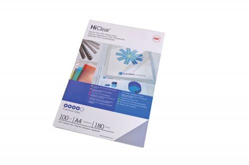 GBC HiClear Report Covers 180 micron PVC A3 Clear Ref CF121880 [Pack 50x2]