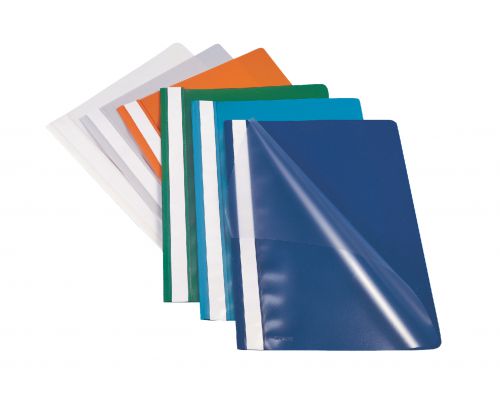 Esselte Report Flat Bar File Polypropylene Clear Front A4 Dark Blue Ref 28315 [Pack 25]