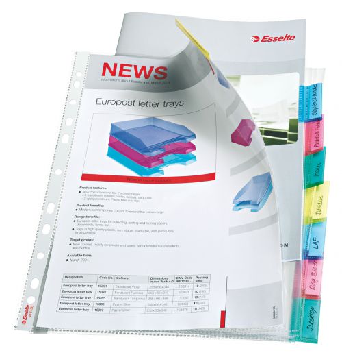 Esselte Index with 8 Tabbed Pockets A4 Polypropylene Glass Clear - Outer carton of 10
