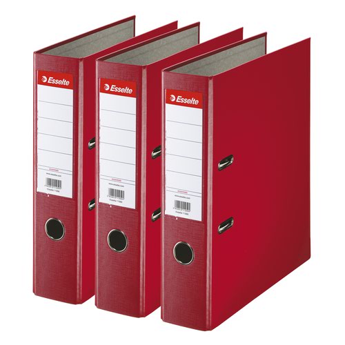 Esselte Essentials A4 Polypropylene Lever Arch File 75mm. Red. Pack 3.