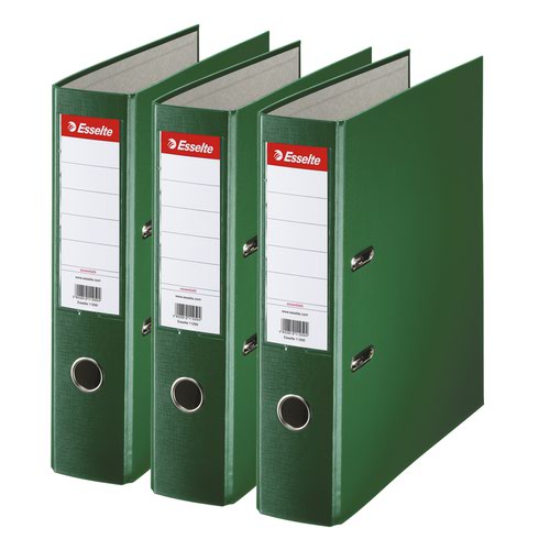 Esselte Essentials A4 Polypropylene Lever Arch File 75mm. Green. Pack 3.
