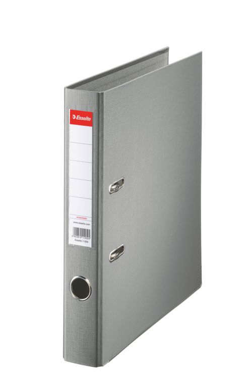 Esselte Essentials Lever Arch File Polypropylene A4 50mm Spine Width Grey (Pack 25) 81172 Lever Arch Files 77337AC