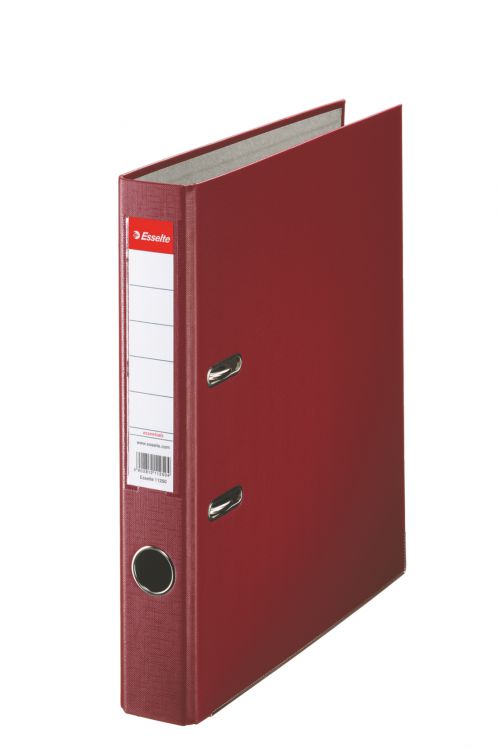 Esselte Essentials Lever Arch File Polypropylene A4 50mm Spine Width Burgundy (Pack 25) 81173 Lever Arch Files 77344AC