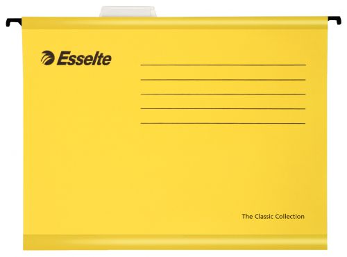 Esselte Classic Foolscap Suspension File Board 15mm V Base Yellow (Pack 25) 90335 Suspension Files 21193ES