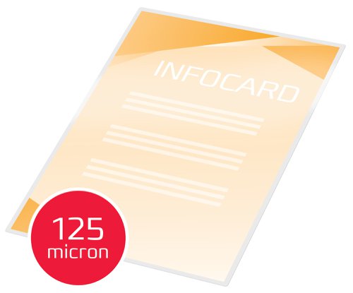 Laminating pouches are a convenient, everyday solution to protect and enhance valuable presentation pages, reference lists, product sheets, notices, photographs and certificates. 125 Micron Gloss. Pack size: 100.