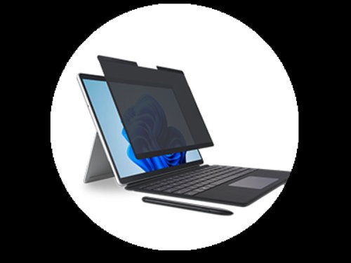 Designed exclusively for Surface Pro, the MagPro™ Elite Magnetic Privacy Screen for Surface Pro helps protect your privacy, without any mess or fuss.Easy to detach and reattach, the screen conveniently attaches to the Surface Pro’s magnetic frame. Protects privacy by limiting viewing angle to ±30°. Reduces harmful blue light by up to 22%, diminishes glare and improves clarity. Reversible screen offers matte or glossy viewing options.Includes cleaning cloth and protective case to help prevent scratches when not in use. Touch and Surface Pen enabled, so you can use your Surface Pro just as you would without a privacy screen.