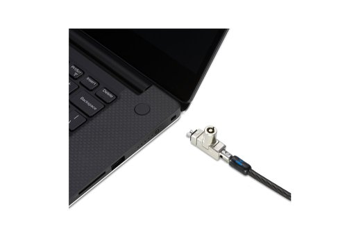 Tested and approved by Dell, the Slim N17 2.0 Keyed Dual Head Laptop Lock for Wedge-Shaped Slots lets you lock two devices with a single solution, won’t block valuable ports and allows the laptop to lie flat and stable.The secondary T-bar lock head secures peripheral accessories featuring the industry-standard Kensington Security Slot & meets or exceeds rigorous strength testing standards.Features an omnidirectional pivoting head and rotating anchor, 5mm keying system and free Register & Retrieve™ key registration and replacement. Master keyed provides administrative access, so the IT manager can have a key for all locks while each user has their own individual lock and key.Dual lockheads let you lock two devices with a single solution. Secondary T-bar lockhead fits industry-standard Kensington Security Slot. Plastic sheathing protects surfaces. 5mm keying system is common across all of Kensington’s latest keyed locks, so there’s only one keying system to manage.Slim profile made especially for ultra-thin and 2-in-1 laptops. Tested and approved by Dell.Does not block valuable ports, allowing for full use of laptop’s ports while attached.Won’t raise the laptop off its surface and cause it to wobble, allowing the laptop to lie flat and stable.Kensington locks are verified and tested. Each lock is precision engineered to meet or exceed rigorous industry standards for strength, physical endurance and mechanical resilience.The omnidirectional pivoting head and rotating anchor are enabled by special hinges that create great freedom of movement, eliminating awkward angles and allowing you to insert your key with complete ease.Register & Retrieve™, Kensington’s online key registration programme, allows for quick, secure and free key replacement if ever lost or stolen.Master keyed provides administrative access, so the IT manager can have a key for all locks while each user has their own individual lock and key. Each employee can protect their device with their lock while a master key provides IT universal access to unlock any piece of equipment for upgrades, relocation, replacement or misplaced/lost keys.