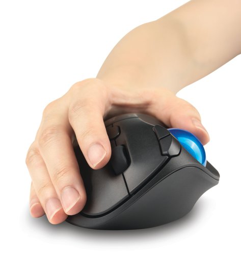 The Kensington Pro Fit Ergo TB450 Trackball allows users to effortlessly transition from a mouse to a trackball and unlock the ergonomic advantages and space-saving benefits it offers. With its thoughtful design, the TB450 utilises 50% recycled material, reducing the use of new plastics. Bluetooth Low Energy or 2.4GHz wireless connectivity offer maximum flexibility. The TB450 also features a long battery life, a patented ball ejection system that simplifies cleaning and precise optical tracking.