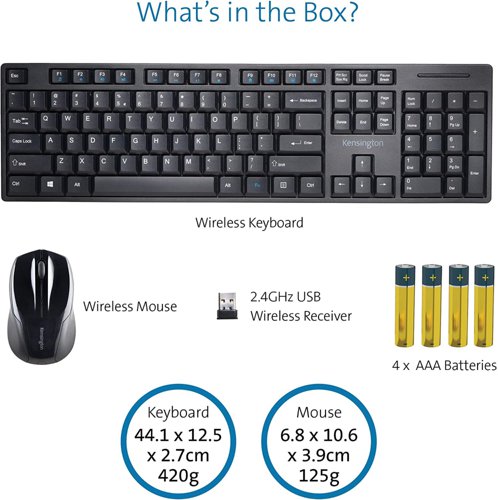 Kensington Pro Fit Wireless Keyboard and Mouse Set K75230UK - AC51216