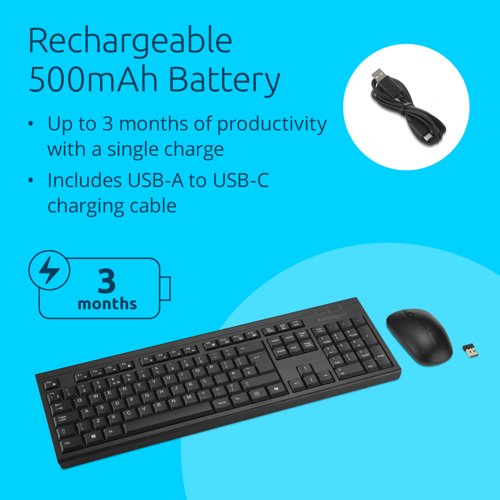 Kensington EQ KM270 Wireless Rechargeable Keyboard and Mouse Set - K75560UK