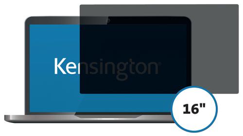 Kensington Laptop Privacy Screen Filter 2-Way Removable 16" Wide 16:9 Black