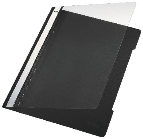 Leitz Standard Plastic Data Files Clear Front Flat Bar Mechanism A4 Black - Outer carton of 25