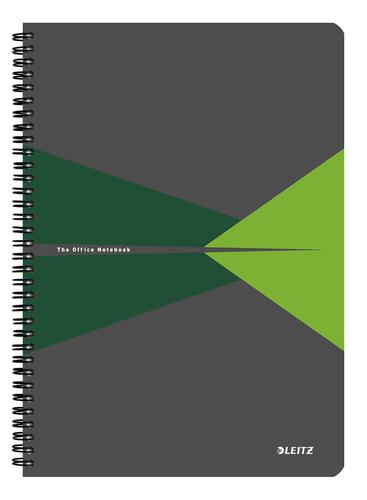 Leitz Office Notebook A4 squared, wirebound with cardboard cover, 90 sheets, Microperforated, Green