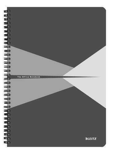Leitz Office Notebook A4 squared, wirebound with cardboard cover, 90 sheets, Microperforated, Grey
