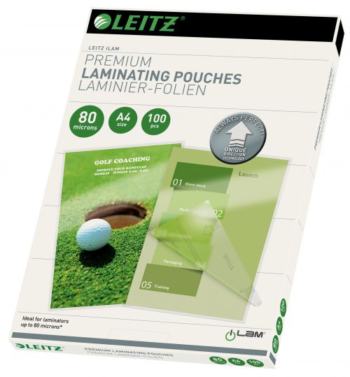 Leitz iLAM Premium Laminating Pouches with UDT A4 80 microns (Pack 100) - 74780000