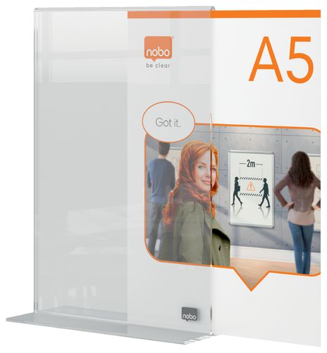 Nobo A5 Counter Top Acrylic Freestanding Poster Frame Clear 1915595 ACCO Brands