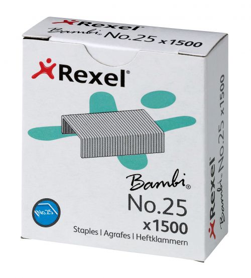 Rexel Bambi No.25 4mm Staples (Box 1500) - Outer carton of 20