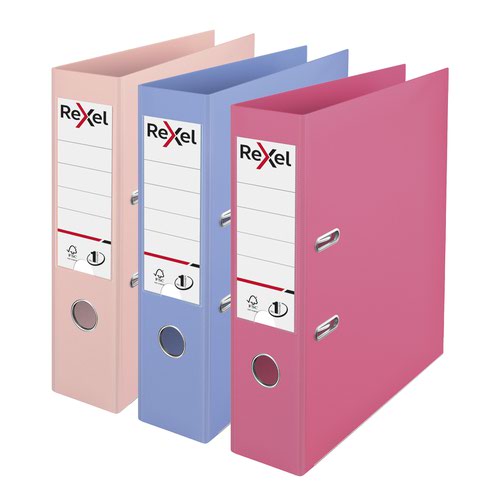 Rexel No.1 Solea A4 Polypropylene Lever Arch File 75mm. Assorted. Pack (3).