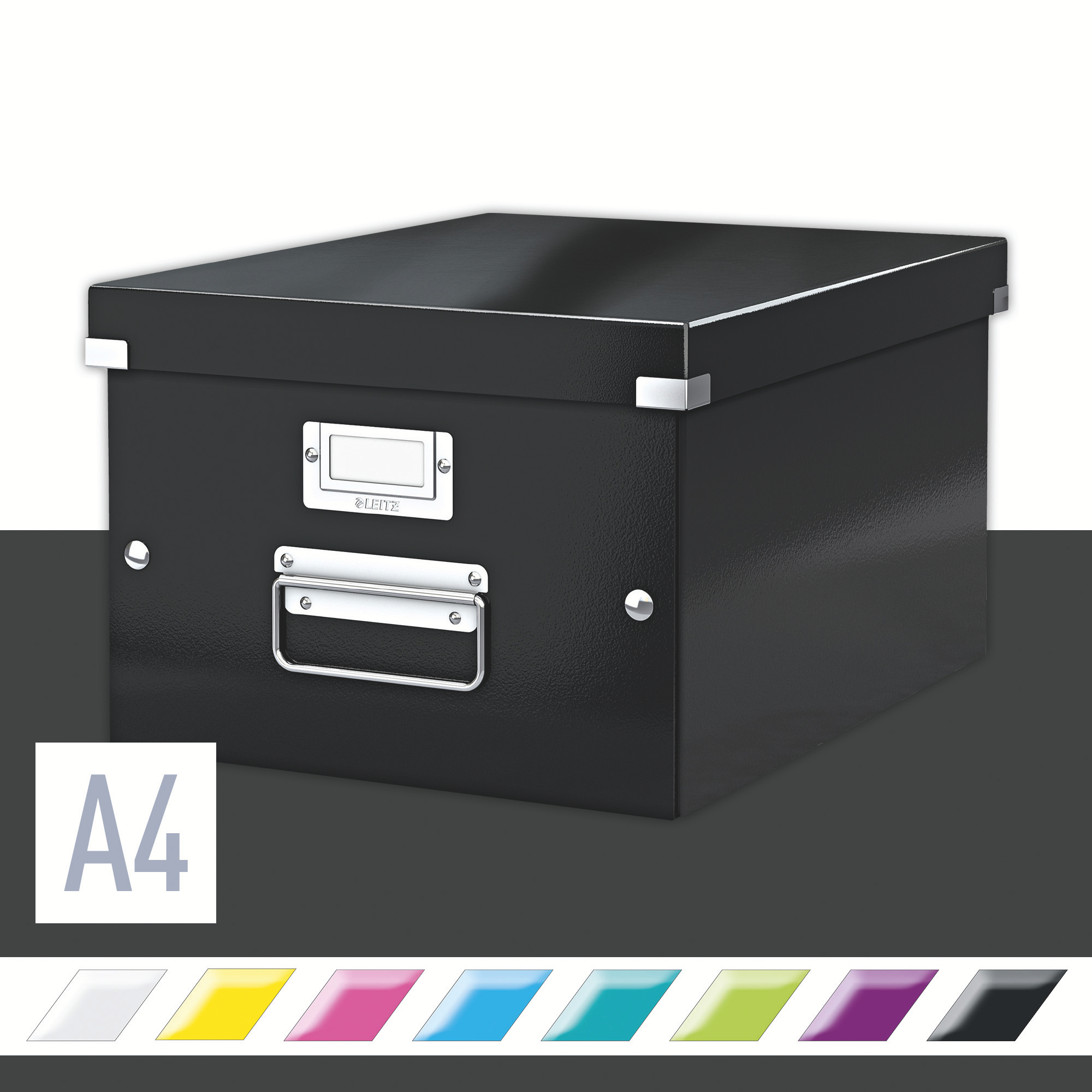 Leitz WOW Click & Store Medium Storage Box. With metal handles.  Black.