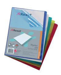 Rexel Nyrex Cut Back Folder Polypropylene A4 120 Micron Assorted (Pack 25) 12131AS