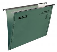 Leitz Ultimate Clenched Bar Foolscap Suspension File Card 15mm V Base Green (Pack 50) 17440055