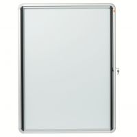 Nobo Premium Plus Outdoor Lockable Magnetic Whiteboard Display Case Aluminium Frame 9 x A4 White 709x970mm 1902580