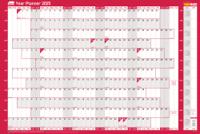 Sasco 2025 Original Year Wall Planner 915W x 610mmH With Wet Wipe Pen & Sticker Pack Unmounted - 2410239